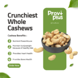 ProviPlus 100% Natural Premium Whole Cashews 500 g Value Pack | Whole Crunchy Cashew | Premium Kaju nuts | Nutritious & Delicious | Gluten Free & Plant based Protein